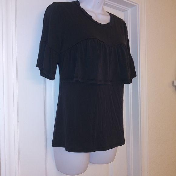 Gypsies And Moondust Black Ruffle Top - Picture 2 of 5
